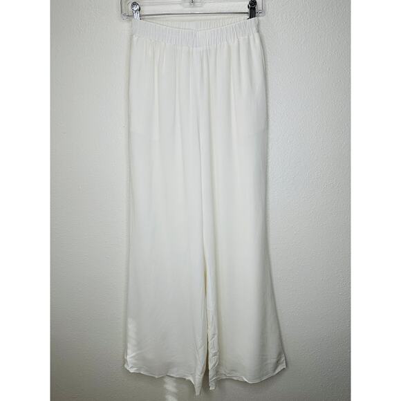 Acoa Off White Elastic Waist Pocketed Lined Flowy Pant XS - Picture 2 of 16